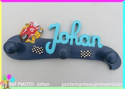 Portemanteau prenom bois moto johan